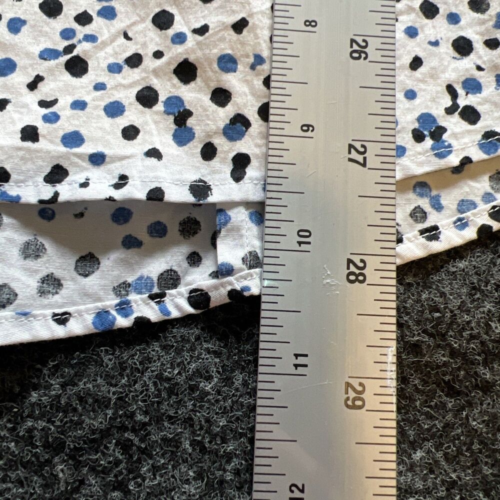 Michael Kors Men M Button Up Blue Black Polka Dots Trim Stretch Long Sleeve - Picture 5 of 11